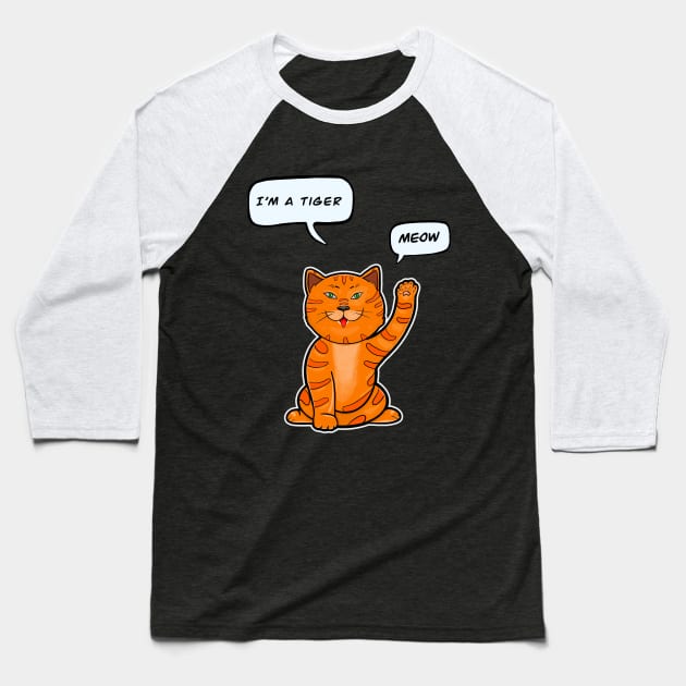 Cute Tiger 2022. Funny Cat says Meow Baseball T-Shirt by AliensRich